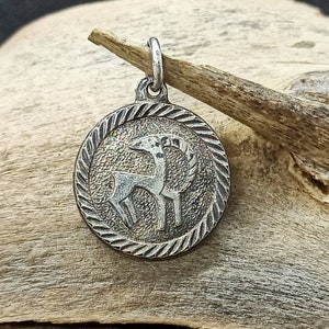 Capricorn necklace pendant 925 silver 21 x 17 mm vintage gift patina luxury accessories pendant retro timeless modern eye-catcher rarity