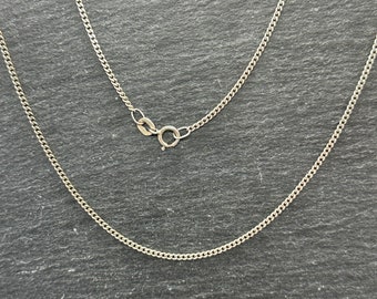 Curb chain, 925 sterling silver, 42 cm long, 1.4 mm wide, vintage gift design necklace, solid silver chain, fashionable, modern, exclusive, luxury gift