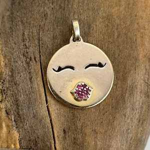 Smiley pendant 925 silver vintage gift patina old retro pendant noble exclusive gemstone eyecatcher