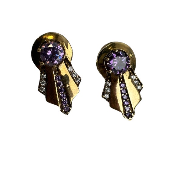 Art Deco hoop earrings 925 silver zirconia vintag… - image 7