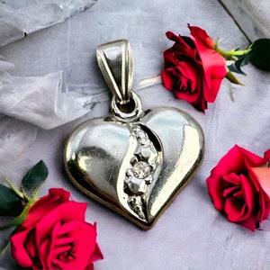 Small heart 925 silver vintage gift 20 x 15 mm with patina pendant necklace pendant retro modern zirconia design retro timeless