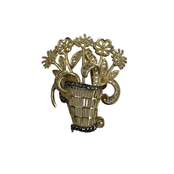 Brooch 925 silver flower Art Nouveau vintage Art … - image 4