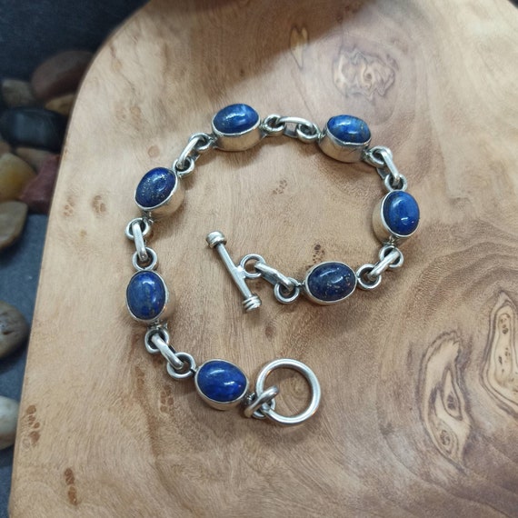 Lapis Lazuli Bracelet 925 Silver Retro Style Design Finely