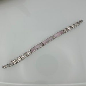 Rare bracelet 925 silver retro style design noble eye-catcher 19 cm long 8.3 mm wide gift ladies Greek pattern shell