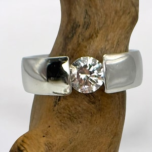 Solid ring 925 silver vintage 19.4 mm size 61 zirconia gift noble exclusive silver ring patina ladies fashion modern design eye-catcher