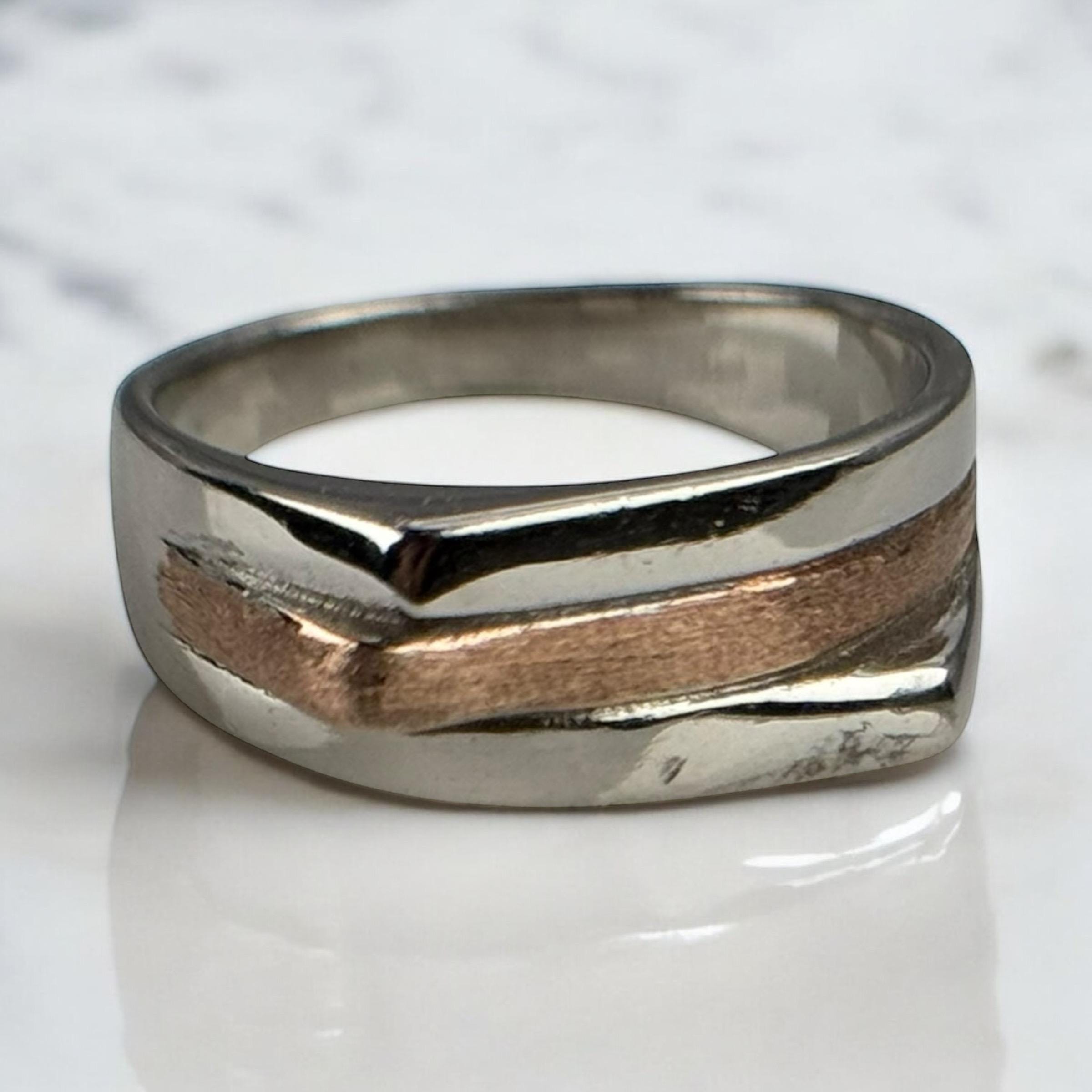 Design Ring 925 Silver 18.5 Mm Size 58 Vintage Gift Patina Pattern