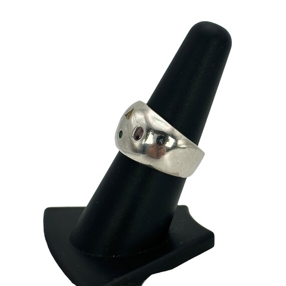 Bunter Ring 925er Silber Vintage Gr. 57 18mm Edel… - image 3