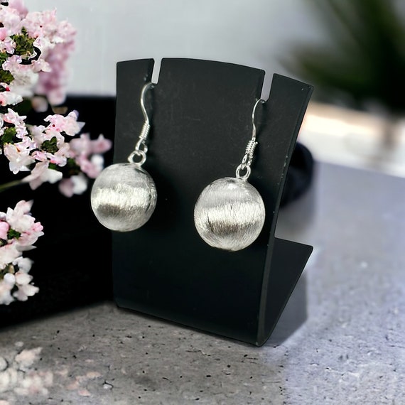 Design hanging earrings 925 silver ball modern gi… - image 2