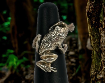 Frog ring 925 silver patina size. 51 16.1 mm women's men's silver ring gift rare noble rare exclusive vintage collector's rarity