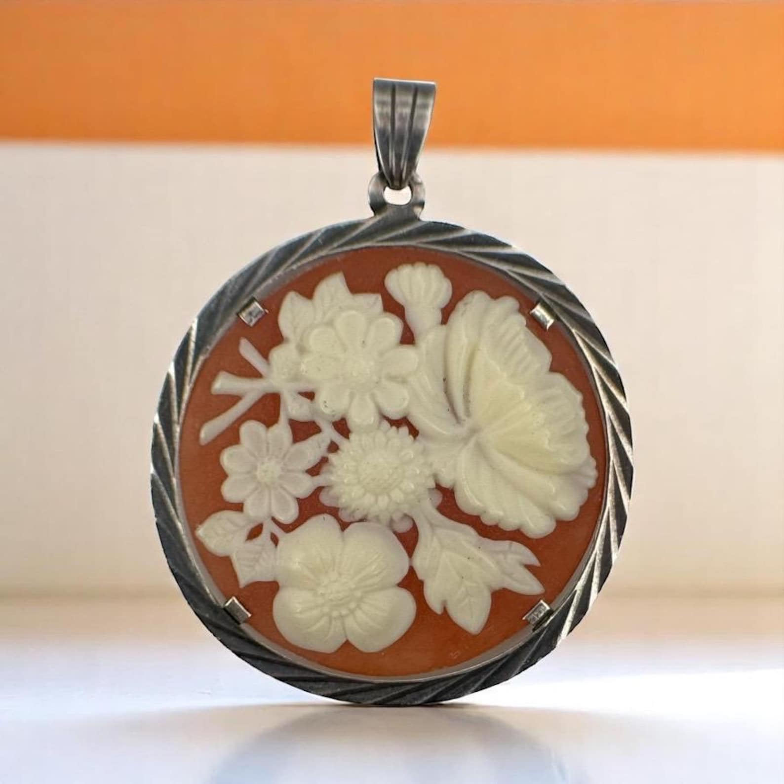 Traditional costume jewelry pendant real silver vintage gift patina ladies charivari retro pendant folk festival flower folklore eye-catcher old