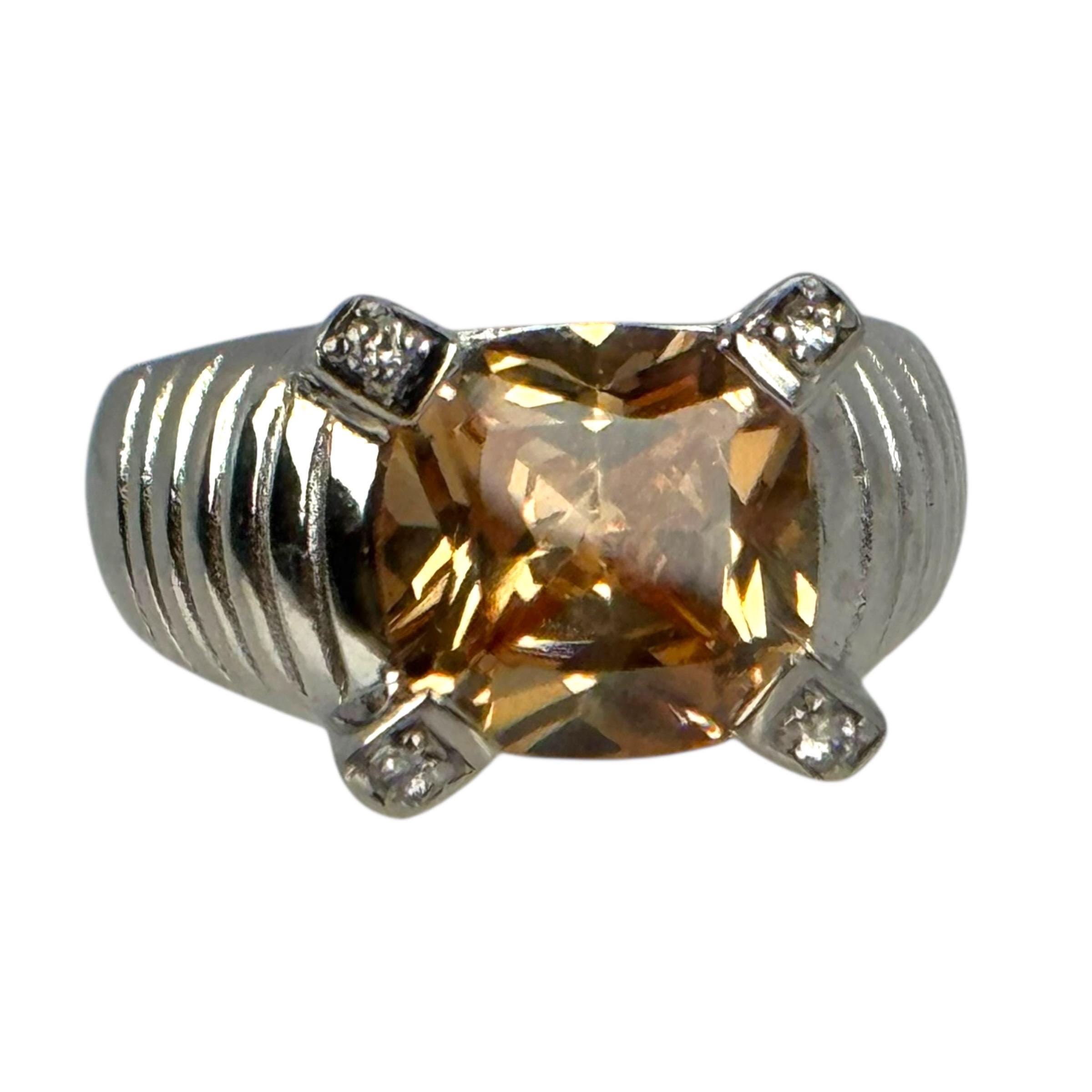 シトリンリング 925 シルバー ヴィンテージ 18.7 mm サイズ 58 ギフト