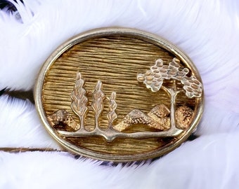 Vintage brooch 925 silver 28 x 23 mm tree patina pendant retro timeless Art Nouveau luxury exclusive rare Art Deco landscape nature