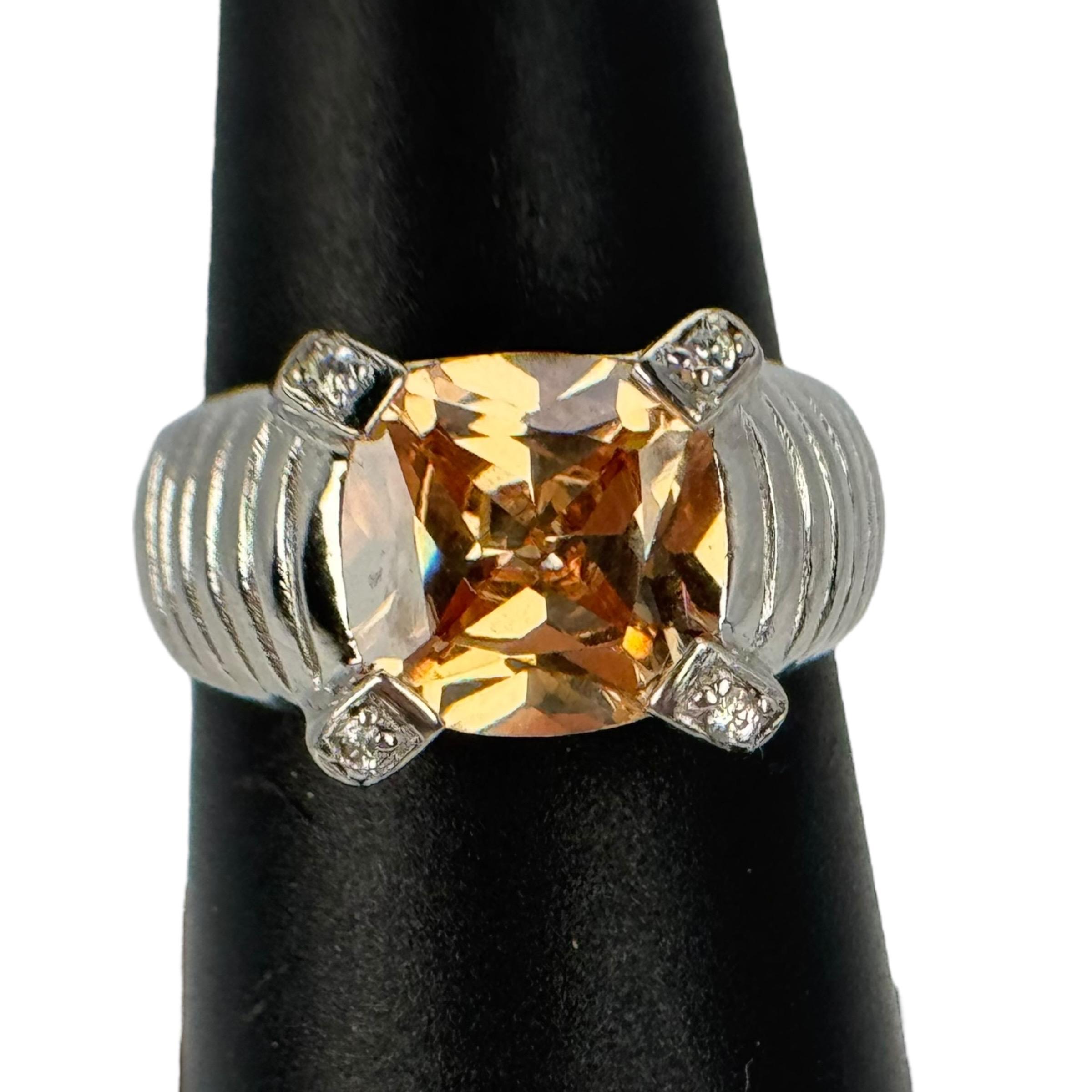 No.541✺ブラジル産•シトリンリング*大粒*シルバー925•18kgp シトリンリング 925 シルバー ヴィンテージ 18.7 mm サイズ 58 ギフト