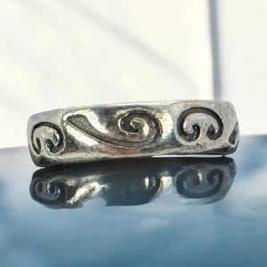 Vintage Ring 925 Silver Patina Size 53 16.9 mm Ladies Silver Ring Gift Rare Noble Exclusive Design Luxury Decorations Pattern Tribal