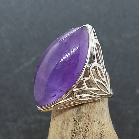 Bague elegante 925 Argent Vintage Taille 57 18.1mm Gemstone Cadeau Noble Argent Bague Patine Femmes Design Exclusif Accroche regard Etsy France
