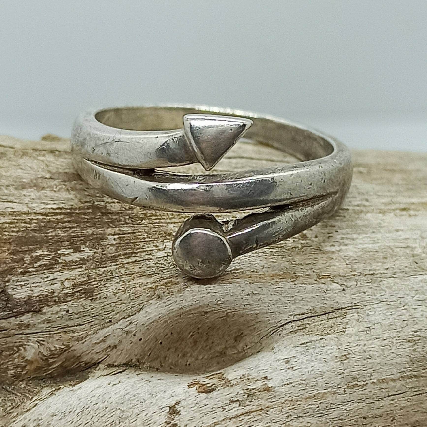 Bague En Argent 925 Plateau Pivotant Vintage - Occasion