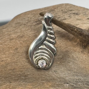 Stylish pendant 925 silver 22 x 12 mm chain pendant zirconia vintage elegant design gift ladies retro timeless modern
