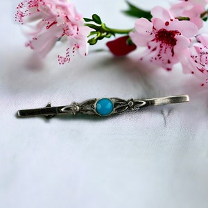 Bar brooch turquoise 43 mm 925 silver brooch old grandma vintage retro memory gift timeless rarity exclusive luxury gemstone image 1