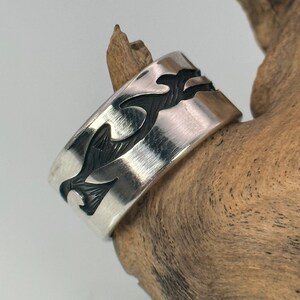 Tribal ring 925 silver 20 mm size 63 gift men women patina silver ring classic simple noble stylish retro modern timeless