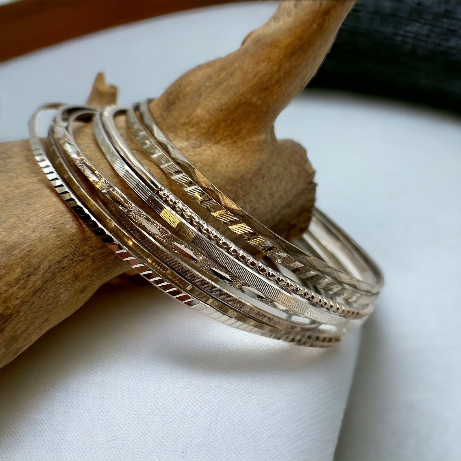 Set of 8 Bracelets 835 925 Silver Approx. 6.6 Cm 66 Mm