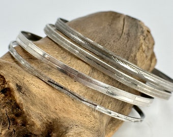 Set of 4 bangles 835 silver approx. 6.6 cm 66 mm diameter vintage ladies retro timeless eye-catcher rare rarity luxury
