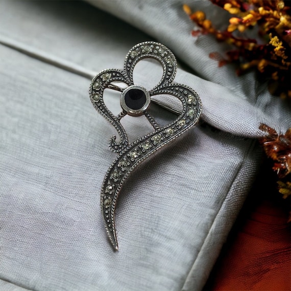 Onyx brooch 925 silver approx. 49 x 27 mm exclusi… - image 1