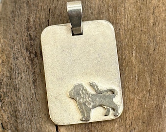 Leo necklace pendant 835 silver zodiac sign vintage gift patina pendant retro timeless modern