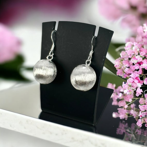 Design hanging earrings 925 silver ball modern gi… - image 1