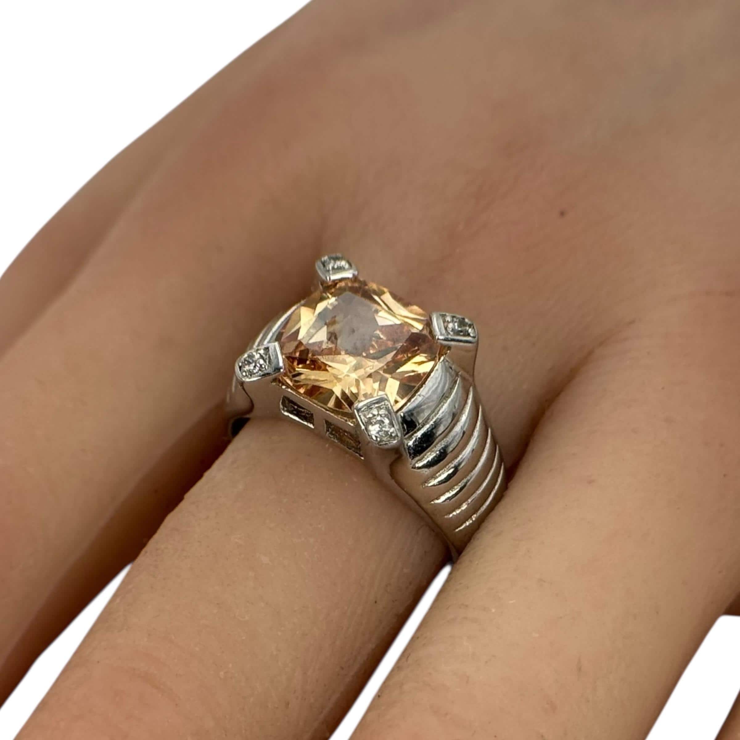 シトリンリング 925 シルバー ヴィンテージ 18.7 mm サイズ 58 ギフト