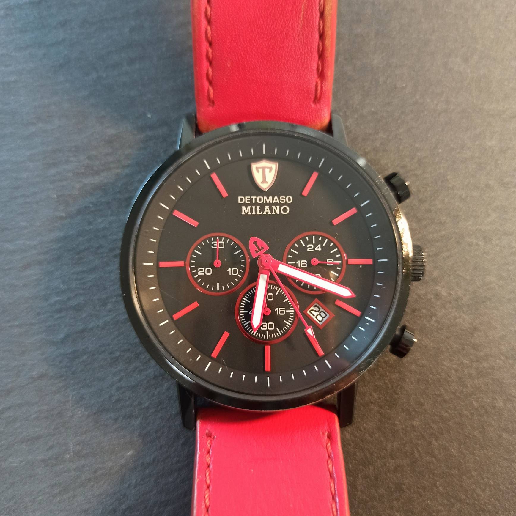 Reloj Detomaso para hombre reloj de pulsera Milano Xl cuero rojo coleccionistas raros regalo vintage patina Etsy Espana