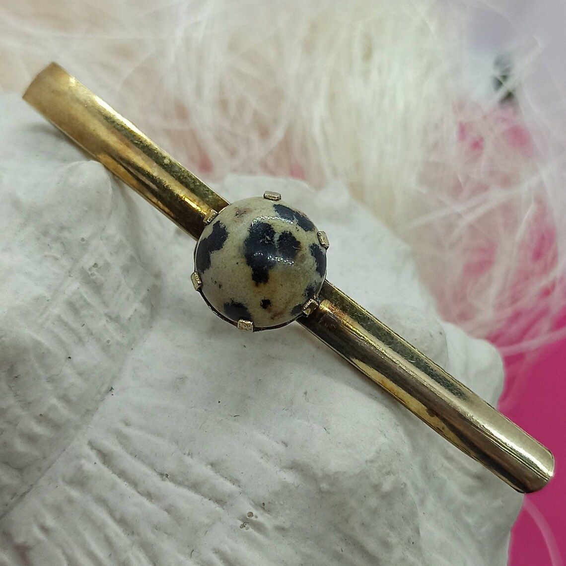 Krawattenklammer goldfarbend 925er Silber mit Stein Edelstein | Etsy