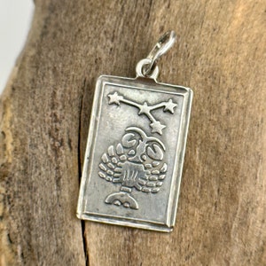 Cancer necklace pendant real silver 25 x 12 mm gift old patina luxury accessories zodiac sign vintage pendant retro timeless modern
