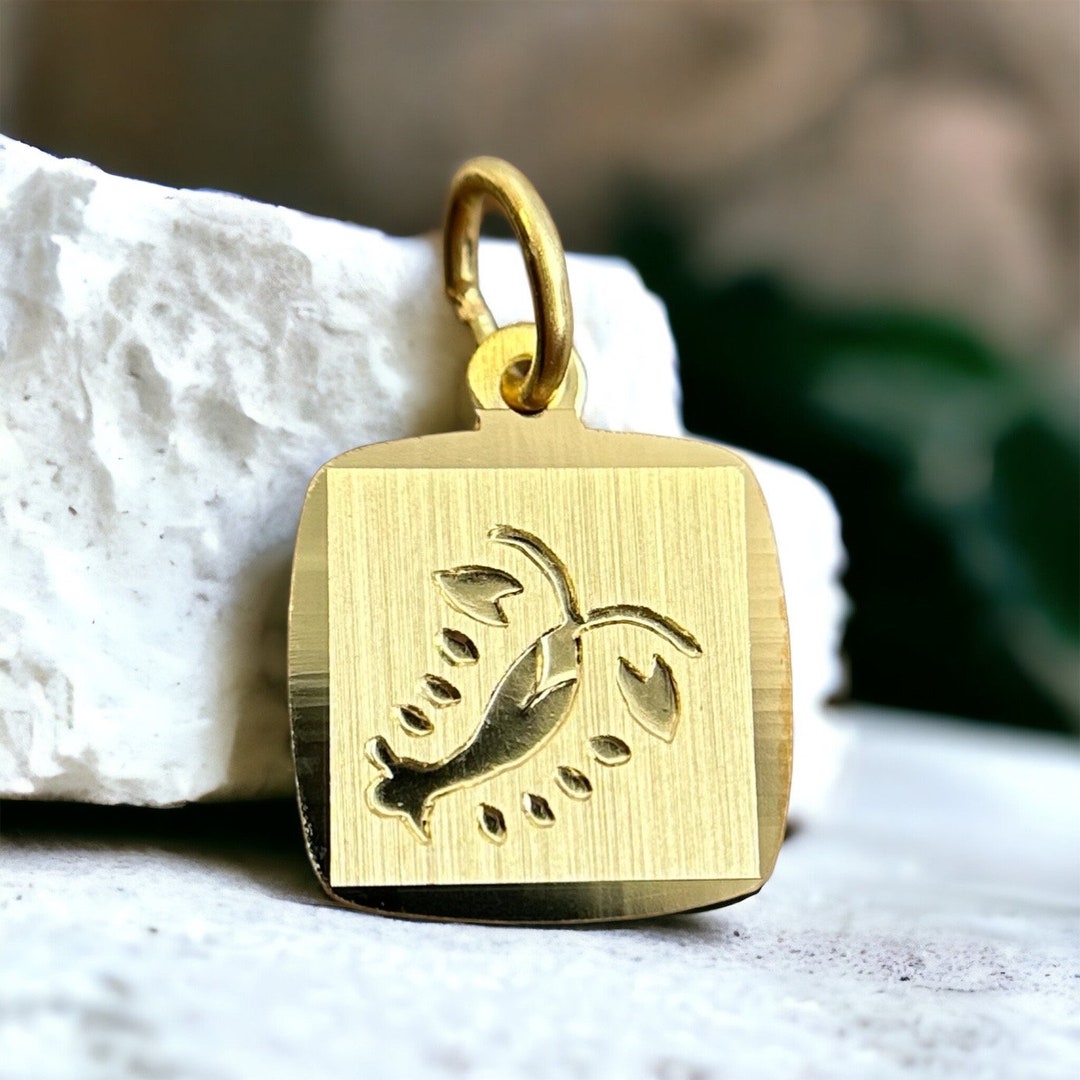 Cancer Pendant Gold 333 Chain Pendant Modern Trend Zodiac Sign Square ...