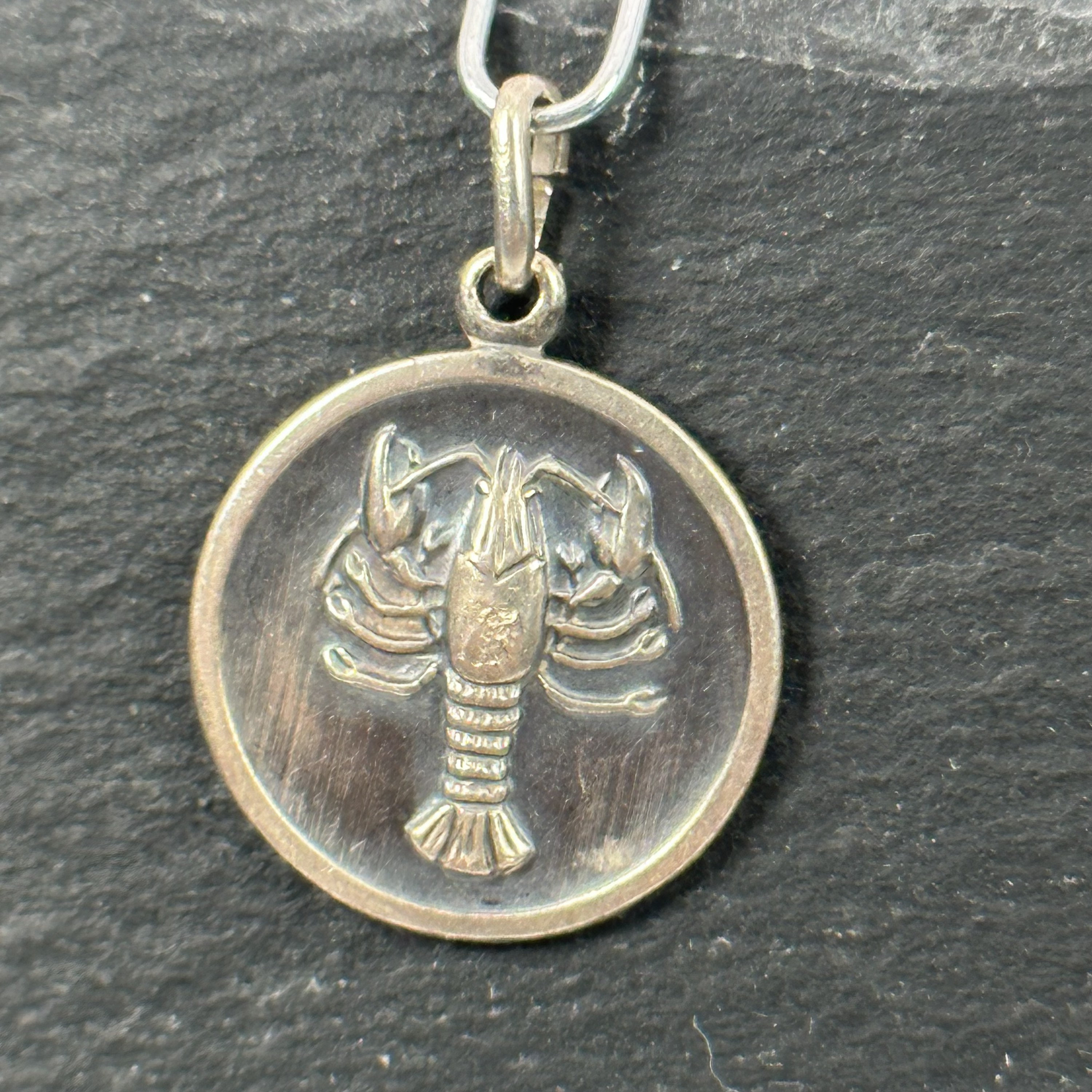 Médaille Ancienne Argent Zodiaque Cancer 17 Mm - Numéro 124 - Bon état