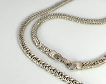 『Hollywood CHAIN BROWN×SILVER』 Square Foxtail Chain Necklace Solid Sterling Silver 22&quot