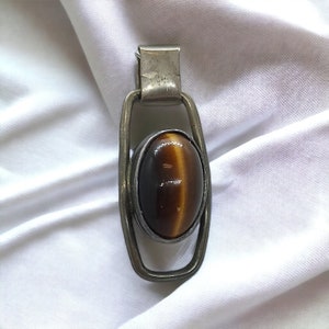 Tiger eye necklace pendant real silver 33 x 14 mm vintage design noble gift ladies pendant rare