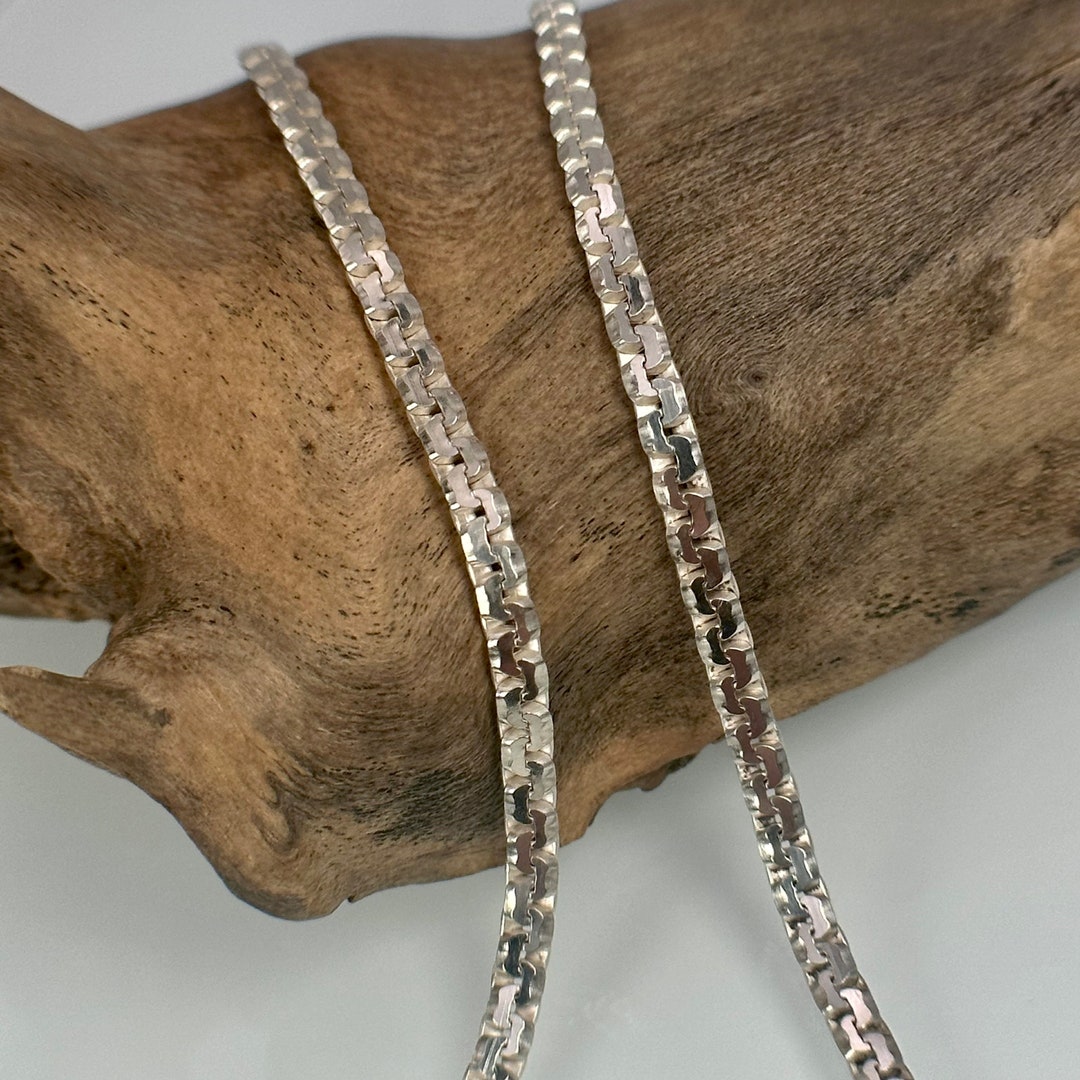 Collier Chaîne En Argent Massif 925 - Vintage Signé - 23,10 G - Bijou Ancien élégant