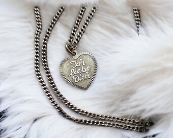 Curb chain 925 silver 41 cm long 1.6 mm wide with I love you pendant vintage gift design ladies silver chain necklace chain noble