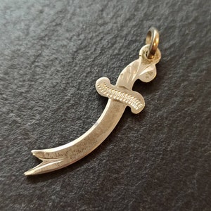 Ya Ali Pendant Sword 925 Silver Vintage Gift Patina 4 cm long