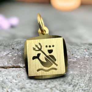 Aquarius Pendant Gold 333 Chain Pendant Modern Trend Zodiac Sign Square Horoscope Luxury Eyecatcher 8kt 8ct 333er