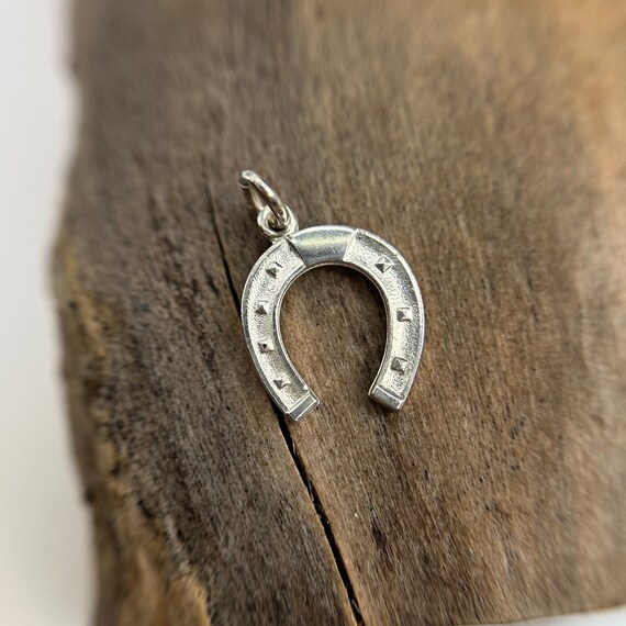 Horseshoe 830 silver vintage gift 17 x 11 mm with… - image 1