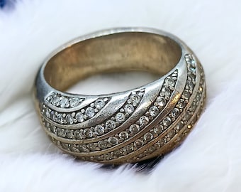 Exclusive ring 925 silver 19 mm size 60 silver ring sterling silver eye-catcher patina vintage zirconia set gift ladies noble silver ring