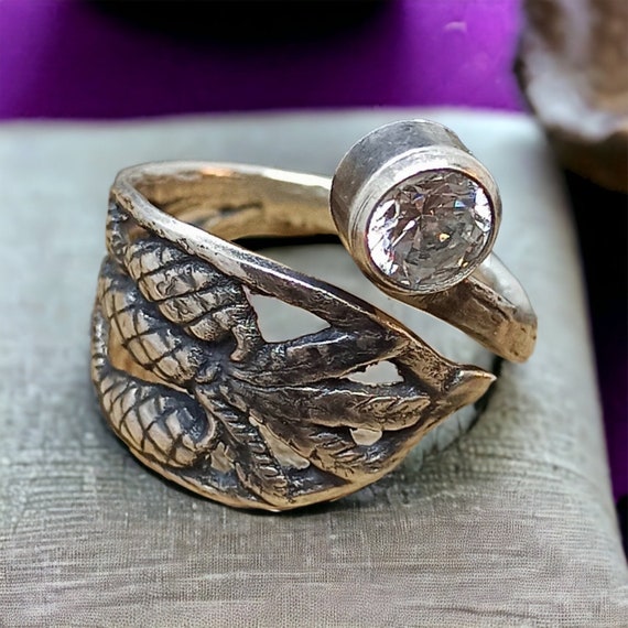 Exclusive Ring Real Silver 17.5 Mm Size. 55 Adjustable Vintage