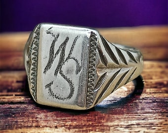 vintage signet ring 1994年 9k SUPERB QUALITY VINTAGE ENGLISH 9K GOLD SIGNET RING PINKY