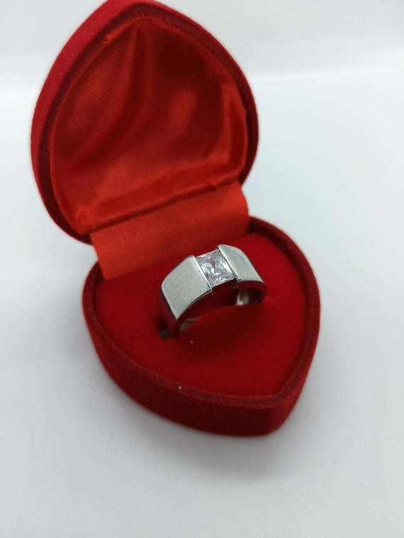 Bague Vintage Argent 925 Zircon Cubique - Taille 58, Style Solitaire, Occasion