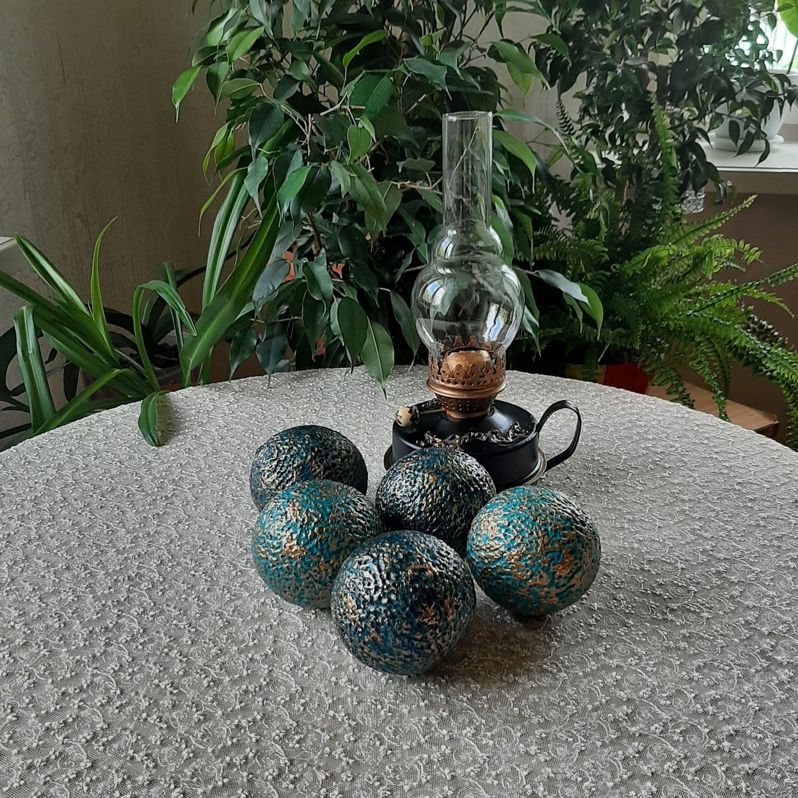 Green with gold decorative balls for bowl Set of 5 balls for Etsy