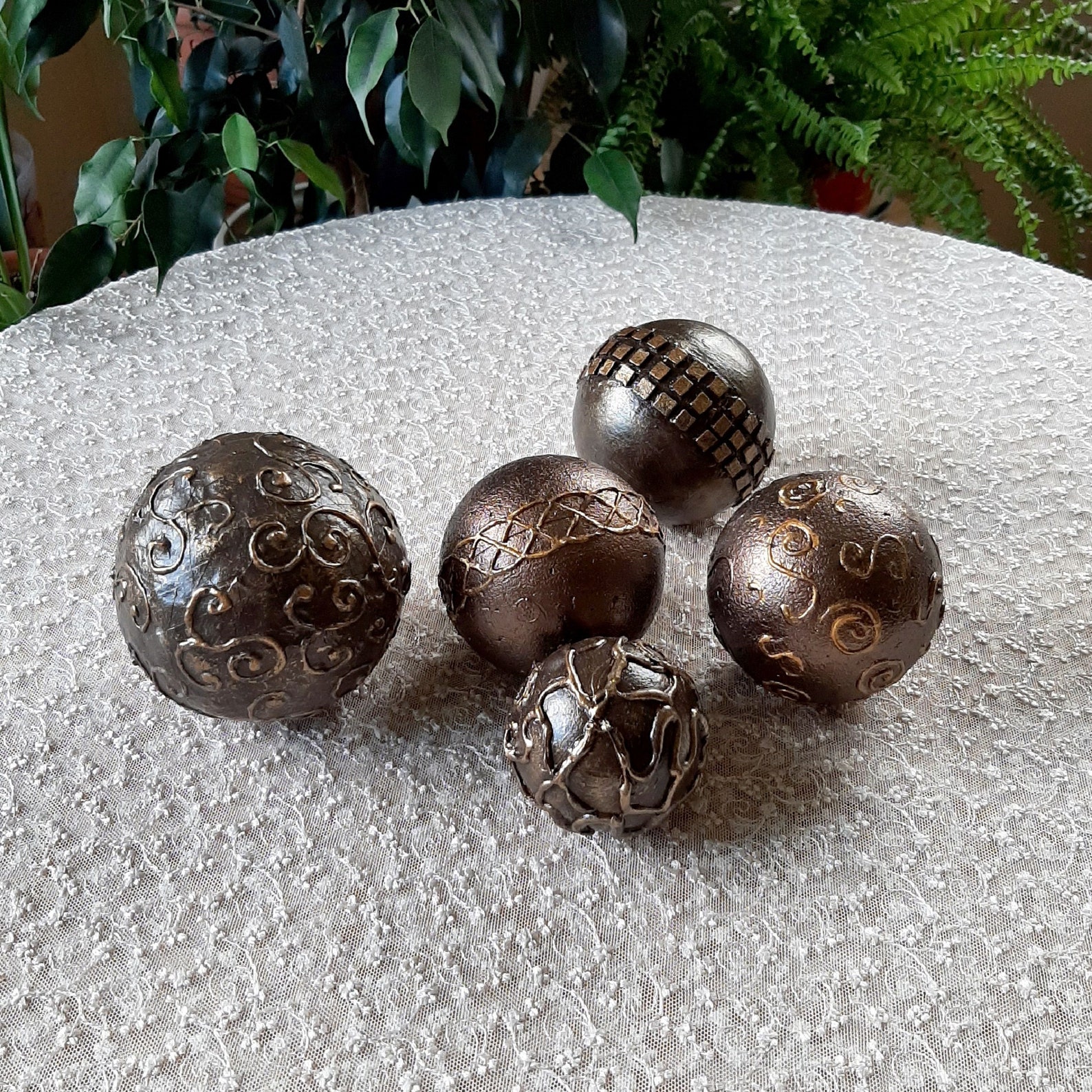 Vase fillers brown balls Decorative spheres for bowl filler Etsy