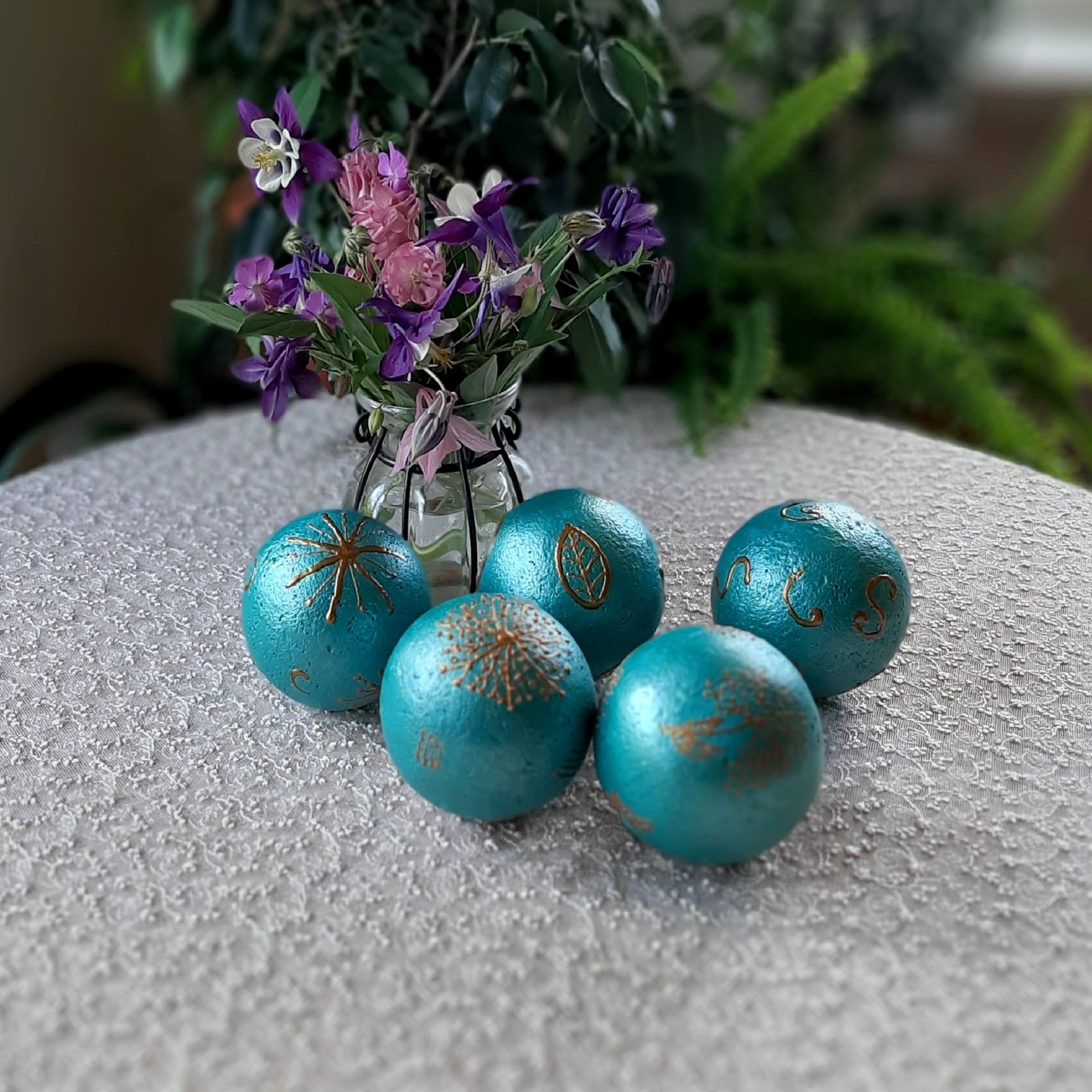 Turquoise decorative balls for bowl Set of 5 balls for decor Etsy