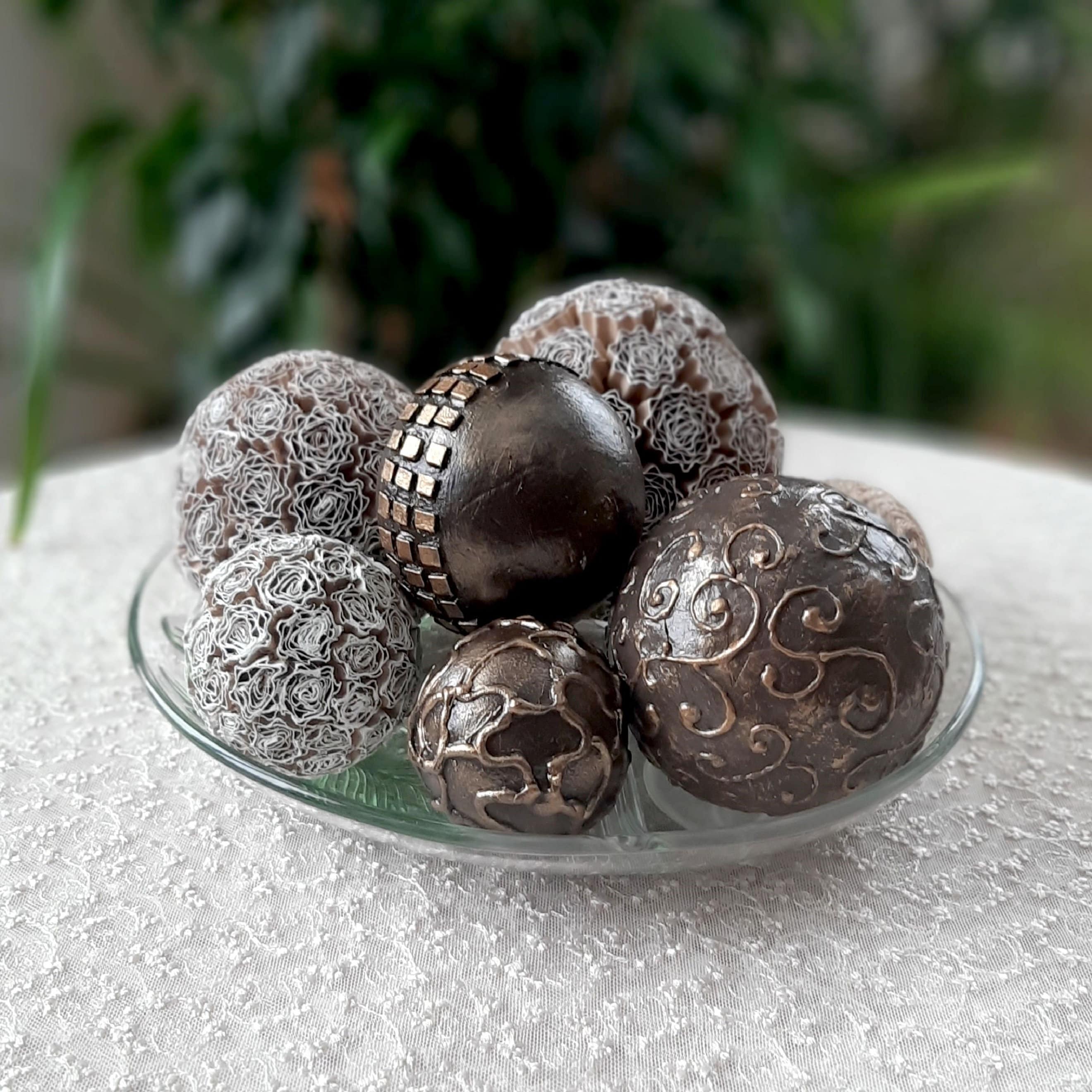Vase fillers brown balls Decorative spheres for bowl filler Etsy