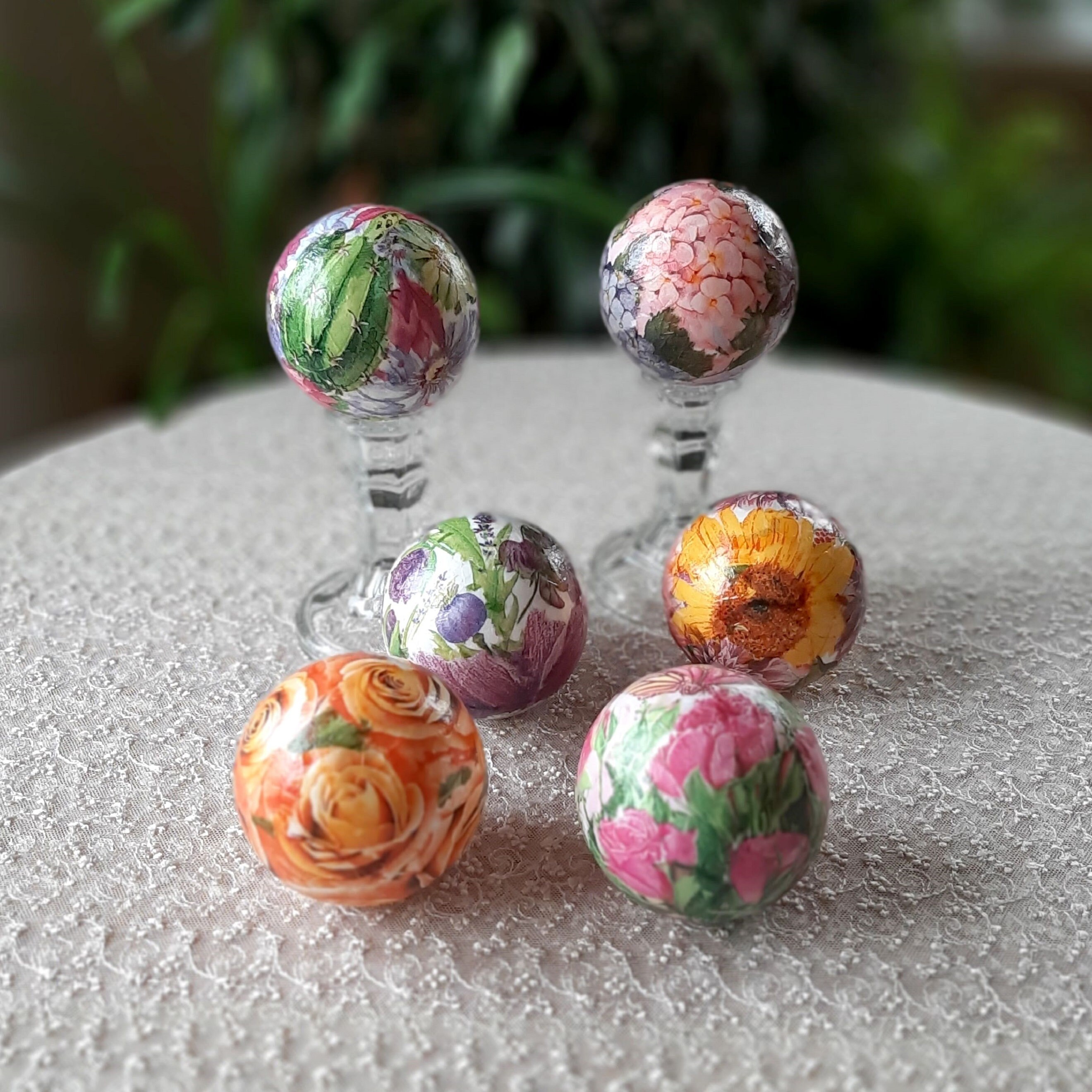 Floral decorative balls for bowl Set of 6 balls for decor Etsy
